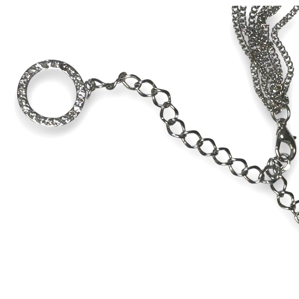 Vintage 90s Multi-Layer Silver Chain Belt Rhinestone O-Rings Adjustable 48 Inch - Picture 4 of 5